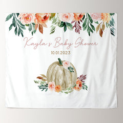 Lofaris Personalized Pumpkin Baby Shower Backdrop for Girl