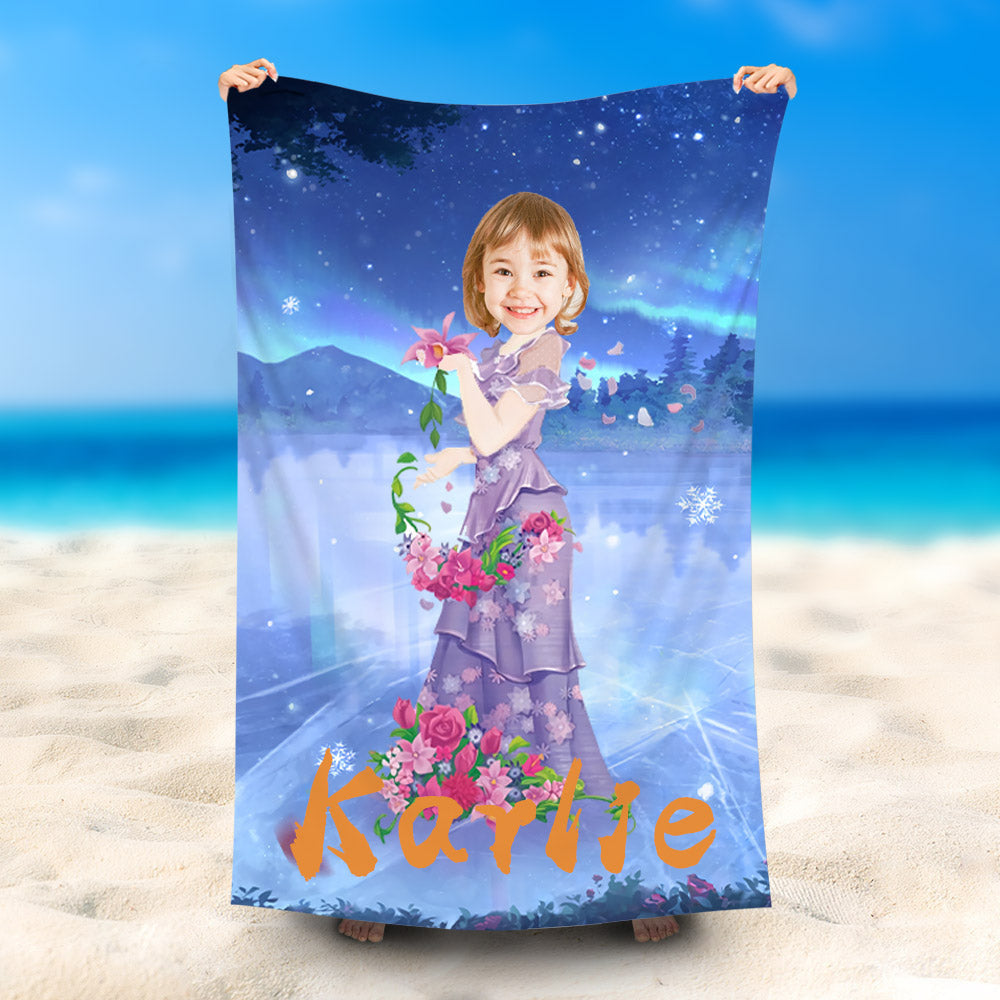 Lofaris Personalized Purple Dress Princess Night Beach Towel