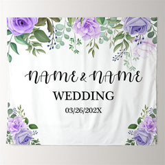 Lofaris Personalized Purple Floral Wedding Backdrop Banner