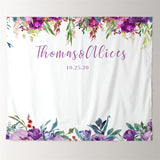 Load image into Gallery viewer, Lofaris Personalized Purple Floral Wedding Photo Backdrop
