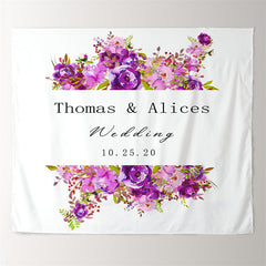 Lofaris Personalized Purple Flowers Backdrop for Wedding Reception