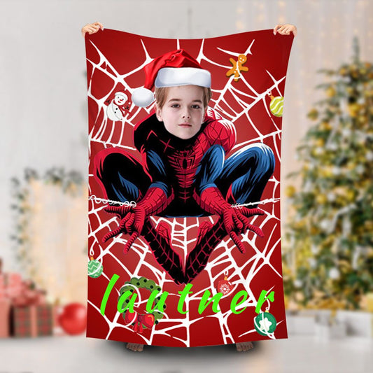 Lofaris Personalized Red Spiderman Christmas Beach Towel