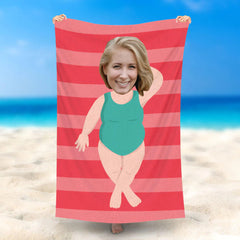Lofaris Personalized Red Stripe Beauty Summer Beach Towel