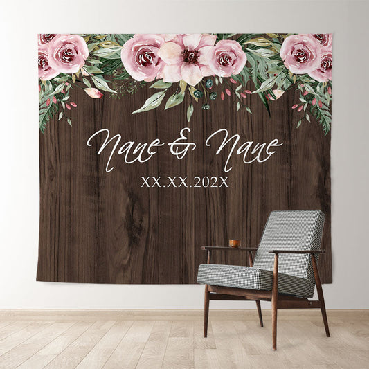 Lofaris Personalized Rustic Wood Flower Backdrop For Wedding