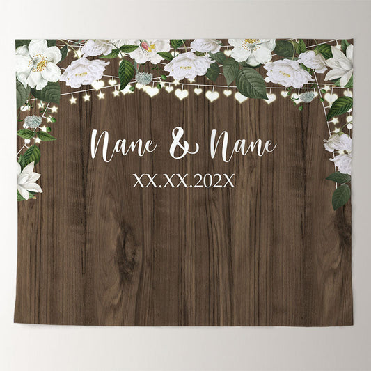 Lofaris Personalized Rustic Wood Wedding Backdrop Decor