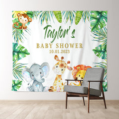 Lofaris Personalized Safari Animal Baby Shower Backdrop Banner