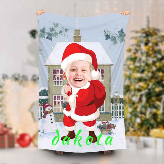 Lofaris Personalized Santa Christmas Beach Towel For Boy