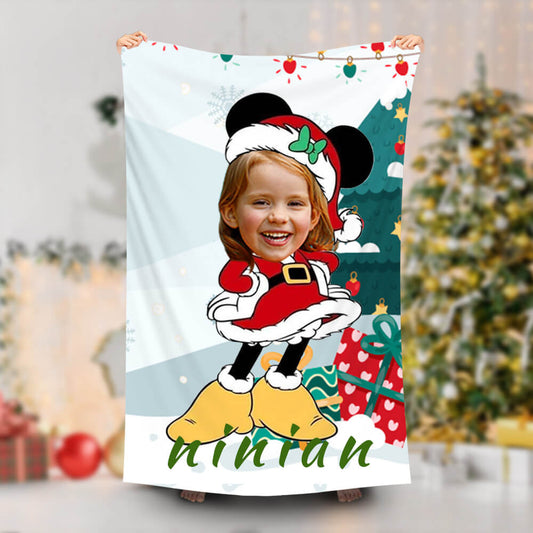 Lofaris Personalized Santa Minnie Beach Towel With Photo