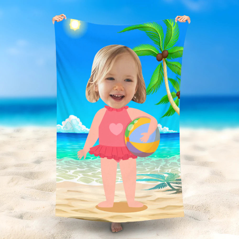 Lofaris Personalized Seaside Ball Beach Towel For Girls