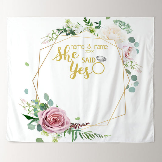 Lofaris Personalized She Said Yes Photo Wedding Backdrop