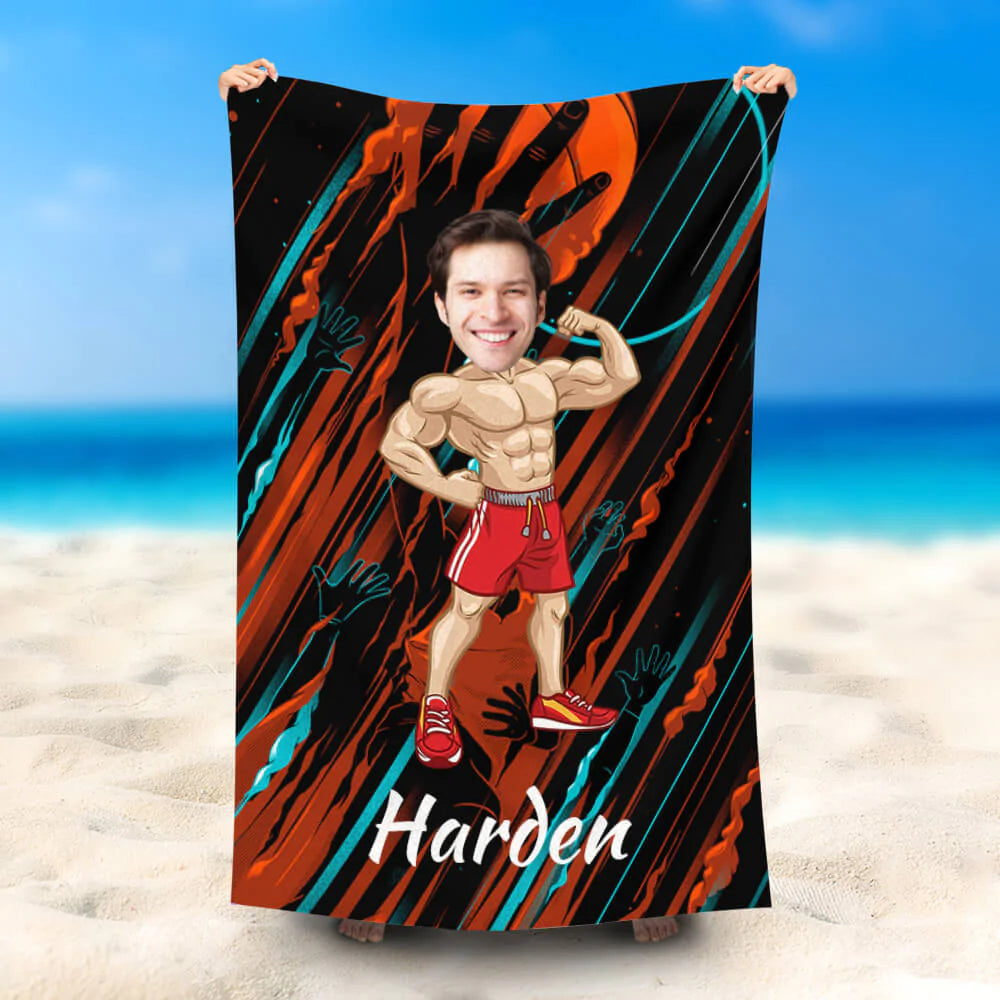 Lofaris Personalized Show Power Man Beach Towel With Photo