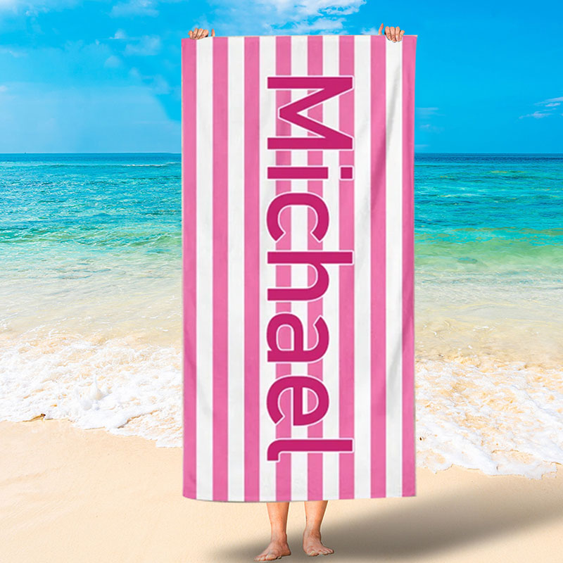 Lofaris Personalized Simple Stripes Name Summer Beach Towel