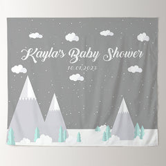 Lofaris Personalized Snow Mountain Baby Shower Backdrop