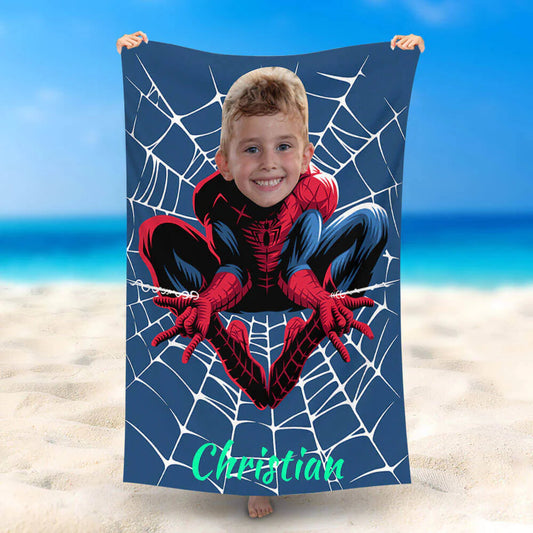 Lofaris Personalized Spiderboy Spining Cobweb Beach Towel