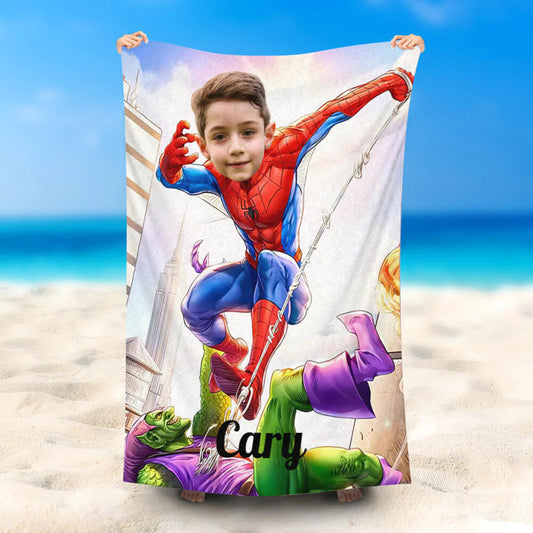 Lofaris Personalized Spiderman Fight Green Goblin Beach Towel