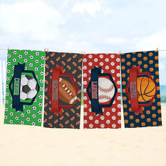 Lofaris Personalized Sport Balls Name Boys Beach Towel