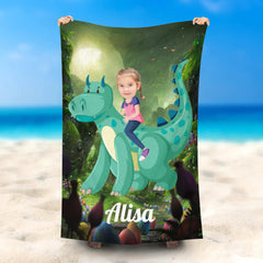 Lofaris Personalized Stegosaurus Beach Towel With Photo