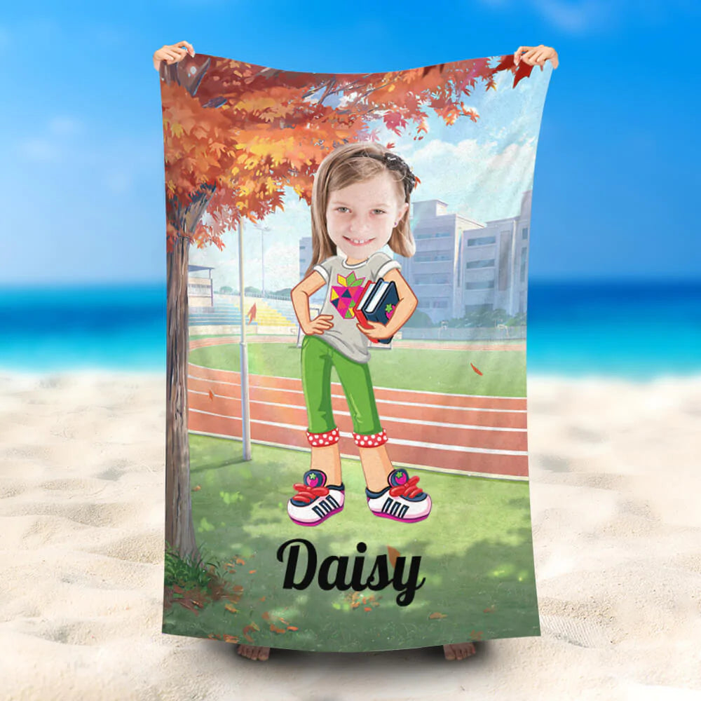 Lofaris Personalized Strawberry Girl Playground Beach Towel