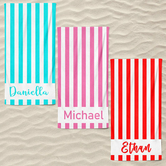 Lofaris Personalized Stripes And Name Summer Beach Towel