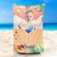 Lofaris Personalized Summer Beginner Swimmer Boy Beach Towel