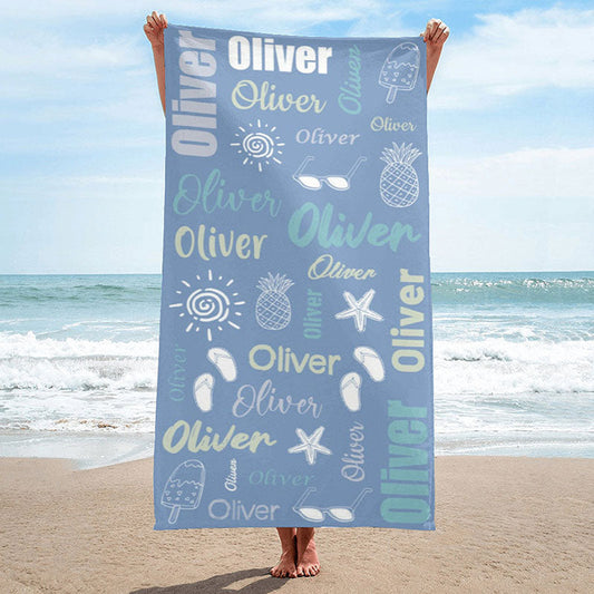 Lofaris Personalized Summer Picture And Name Beach Towel