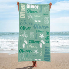 Lofaris Personalized Summer Picture And Name Beach Towel