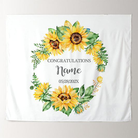 Lofaris Personalized Sunflower Flowers Wedding Backdrop
