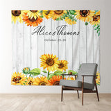 Load image into Gallery viewer, Lofaris Personalized Sunflower Wooden Wedding Decoration Backdrop