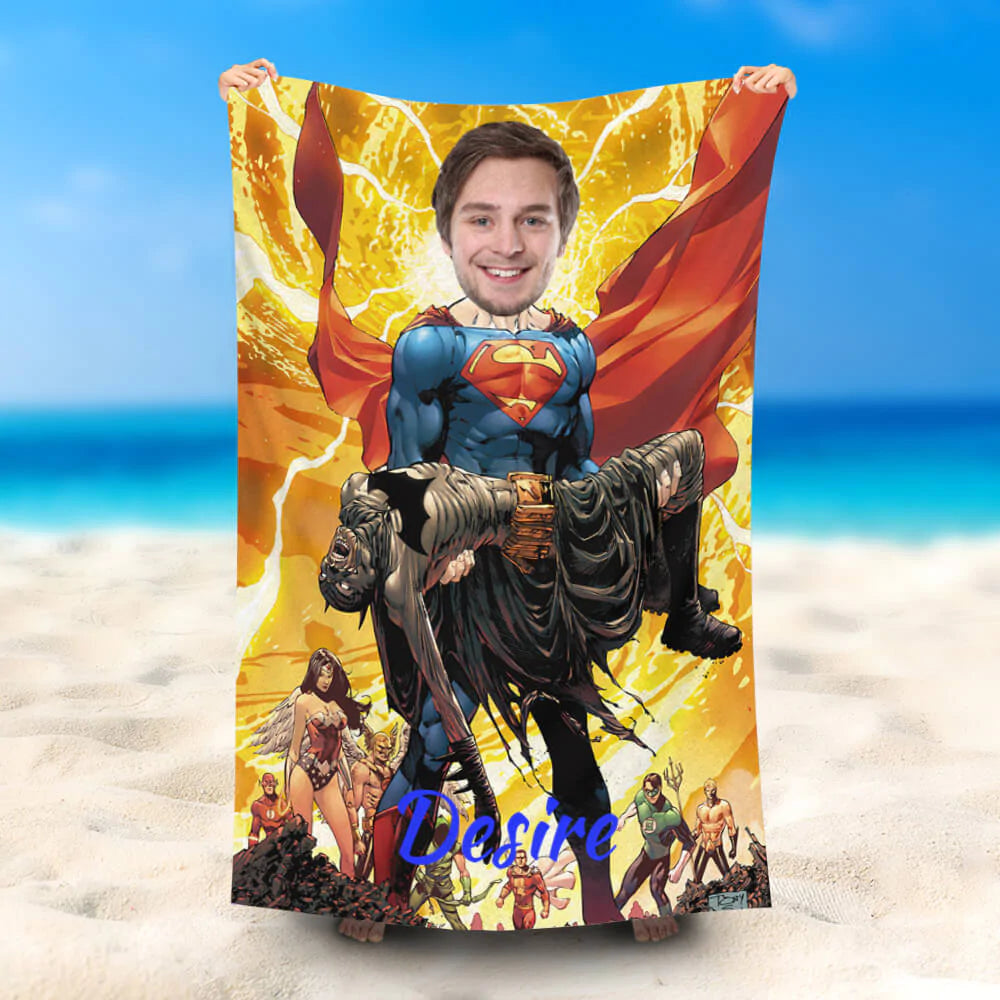 Lofaris Personalized Superman Monster Firelight Beach Towel
