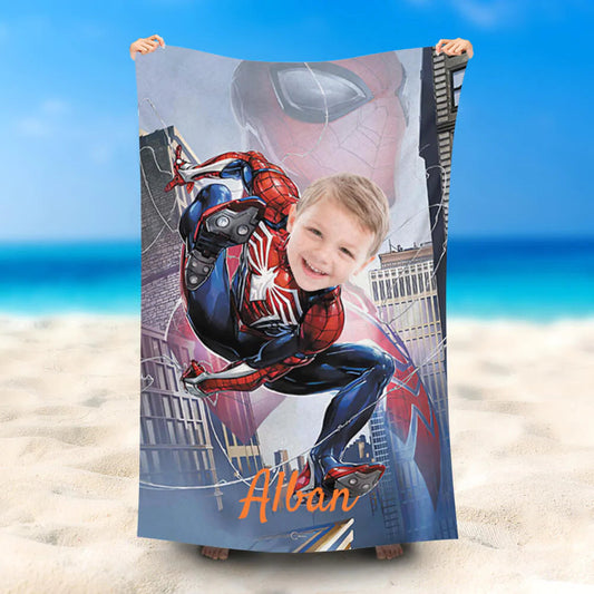 Lofaris Personalized Swing Spiderman Building Beach Towel
