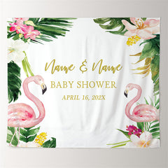 Lofaris Personalized Tropical Flamingo Bridal Shower Backdrop For Party