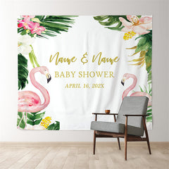 Lofaris Personalized Tropical Flamingo Bridal Shower Backdrop For Party