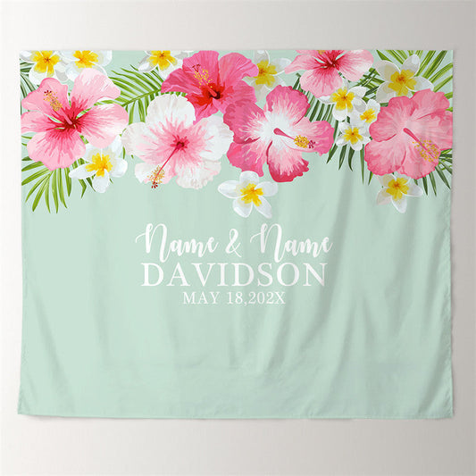 Lofaris Personalized Tropical Floral Wedding Backdrop