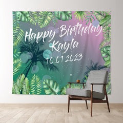 Lofaris Personalized Tropical Night Birthday Backdrop Banner