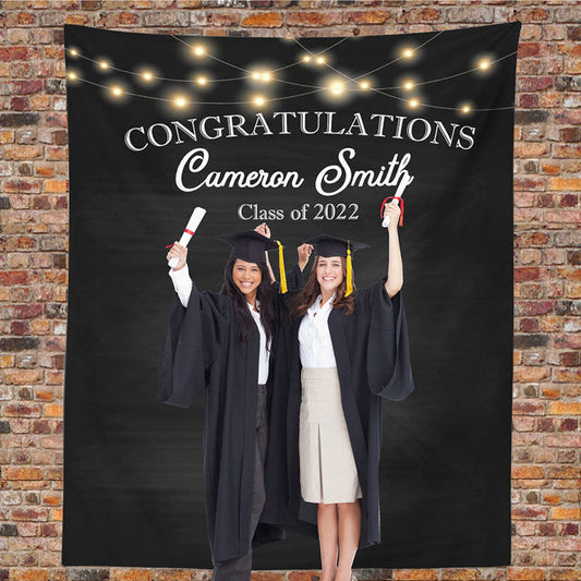Lofaris Personalized Twinkle Lights Graduation Backdrop Decor