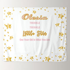 Lofaris Personalized Twinkle Little Star Birthday Backdrop Banner