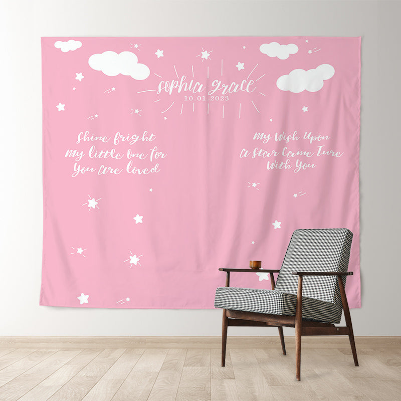 Lofaris Personalized Twinkle Baby Shower Backdrop Banner