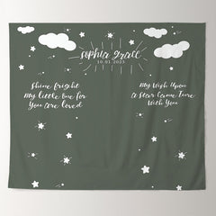 Lofaris Personalized Twinkle White Clouds Baby Shower Backdrop