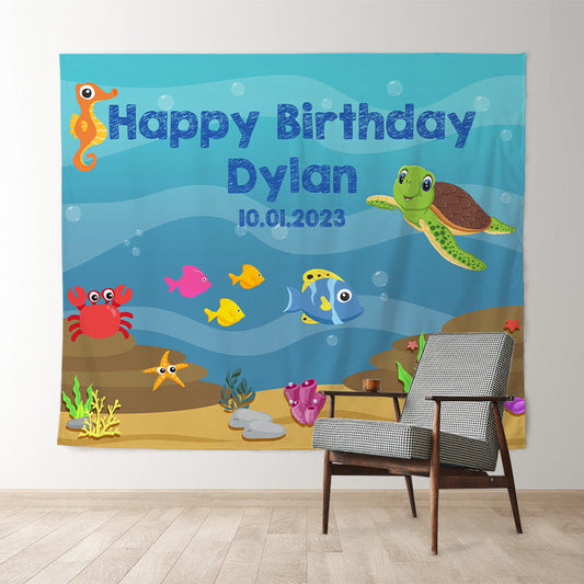 Lofaris Personalized Under The Sea Birthday Backdrop Decor