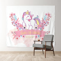 Lofaris Personalized Unicorn And Flower Birthday Backdrop Banner