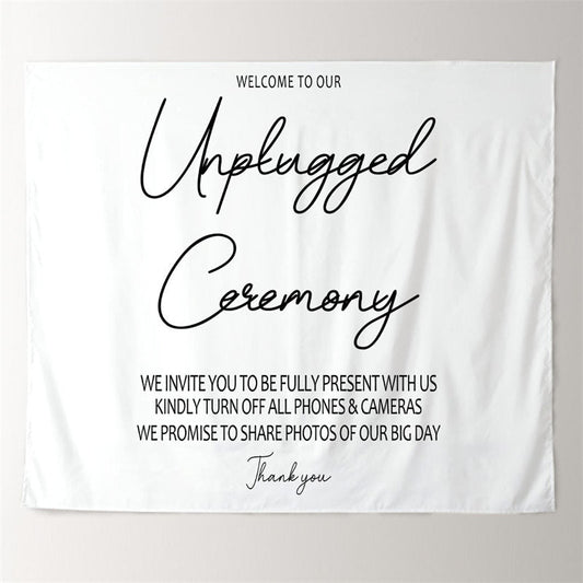 Lofaris Personalized Unplugged Ceremony Sign Wedding Backdrop