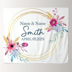 Lofaris Personalized Watercolor Floral Wedding Backdrop Banner