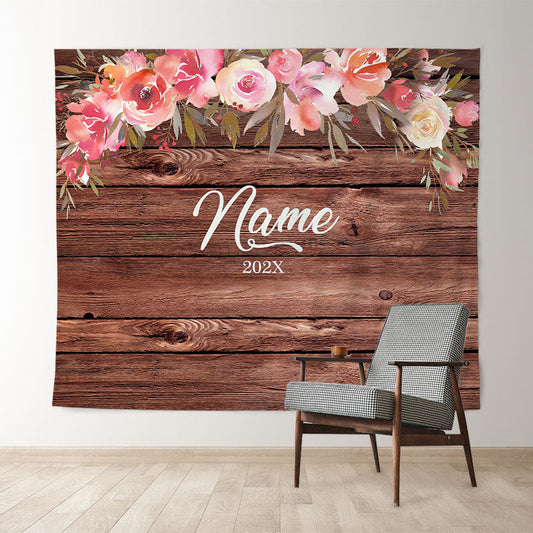 Lofaris Personalized Watercolor Floral Wood Wedding Backdrop