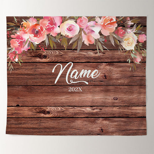 Lofaris Personalized Watercolor Floral Wood Wedding Backdrop