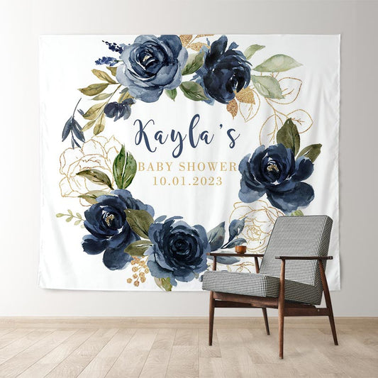 Lofaris Personalized Watercolor Flowers Baby Shower Backdrop