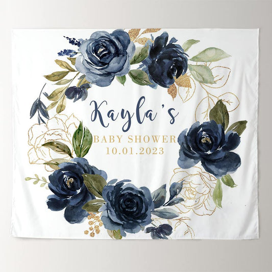 Lofaris Personalized Watercolor Flowers Baby Shower Backdrop