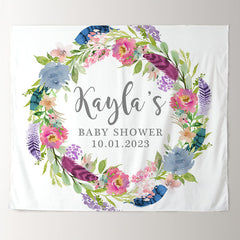 Lofaris Personalized Watercolor Flowers Baby Shower Backdrop Photography