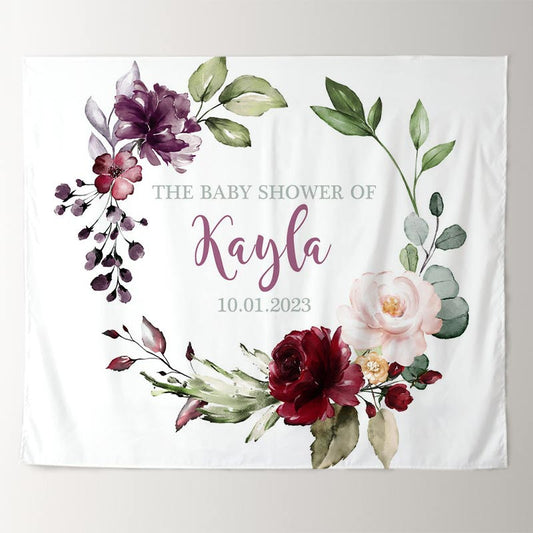 Lofaris Personalized Watercolor Flowers Boho Baby Shower Backdrop