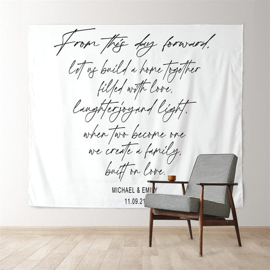 Lofaris Personalized Wedding Vows Backdrop Decor Banner