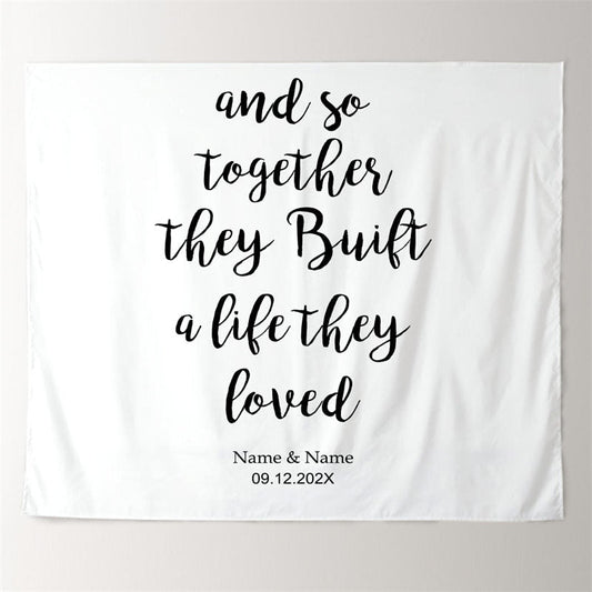 Lofaris Personalized White Built Life They Loved Wedding Backdrop